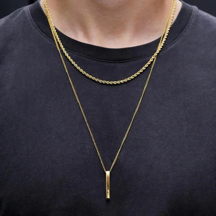 Tregradigt Herrhalsband med Vertikal 3D-Pelare - Bild 5