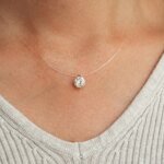 Certifierat Moissanithalsband med Osynlig Kedja i Silver