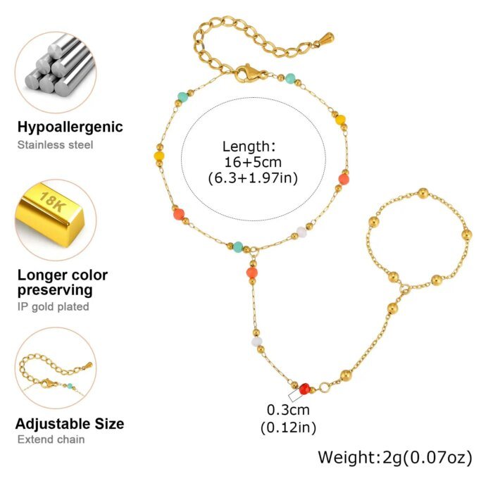 Bohemisk Armlänk i Guld med Fingerring - Bild 6