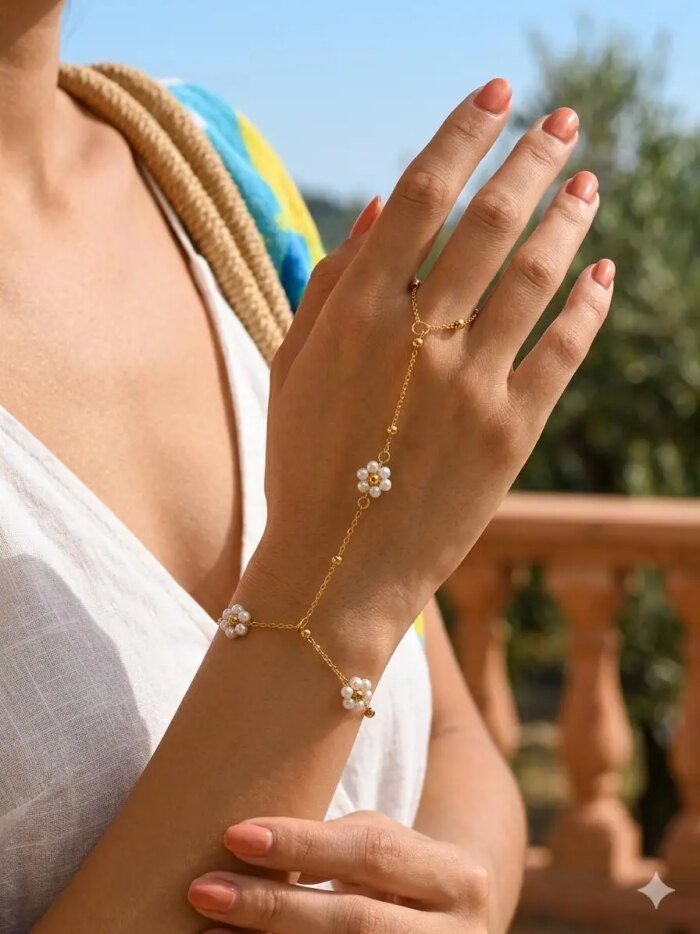 Bohemisk Armlänk i Guld med Fingerring - Bild 2