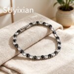 Exklusivt Svartvitt Zirkon Tennisarmband i Silver