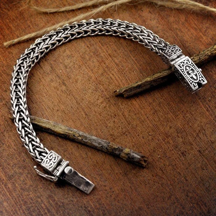 Vintage 925 Silver Dragon Bone Armband - Bild 5