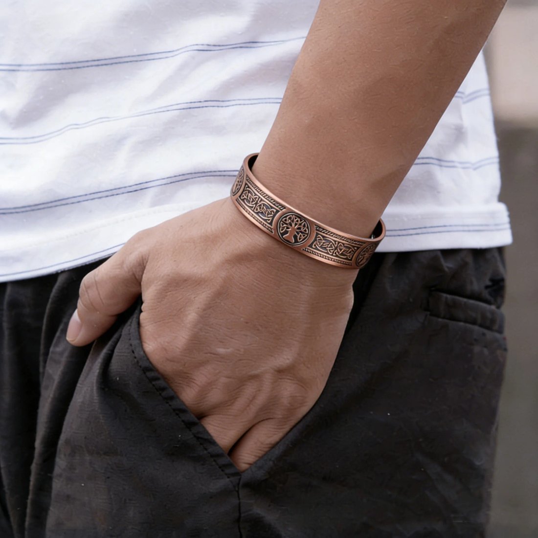 Vinterly Viking Yggdrasil Koppararmband med Magneter