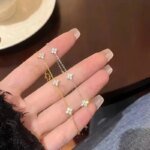 Guld- och Kristallarmband med Fyrklöver för Dam