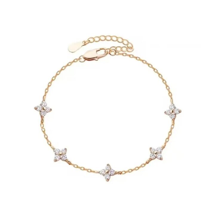 Guld- och Kristallarmband med Fyrklöver för Dam - Bild 4