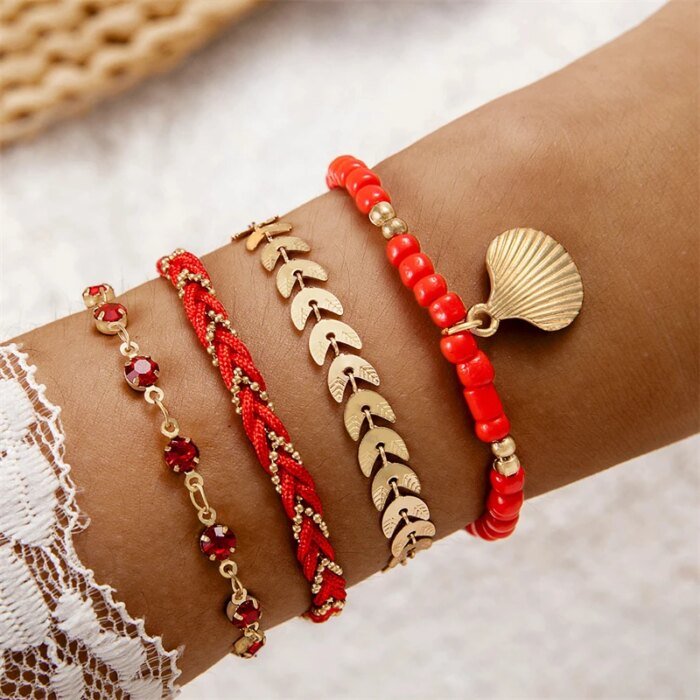 4-delat Etniskt Boho Armbandset för Semester - Bild 4