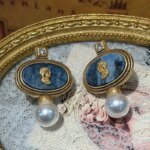 Vintage Lapis Lazuli Örhängen med Pärla och Blå Sten - Bild 4