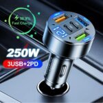 250W Bilsnabbladdare med 5 Portar och Voltmeter