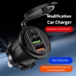 Vattentät 4-Portars USB Bilsnabbladdare med Voltmeter