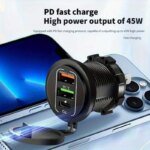 Vattentät 4-Portars USB Bilsnabbladdare med Voltmeter - Bild 3