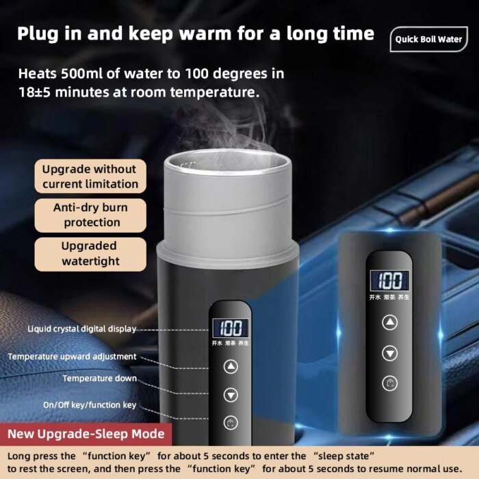 Smart Elektrisk 12V/24V Resekopp för Bil 500ml - Bild 3