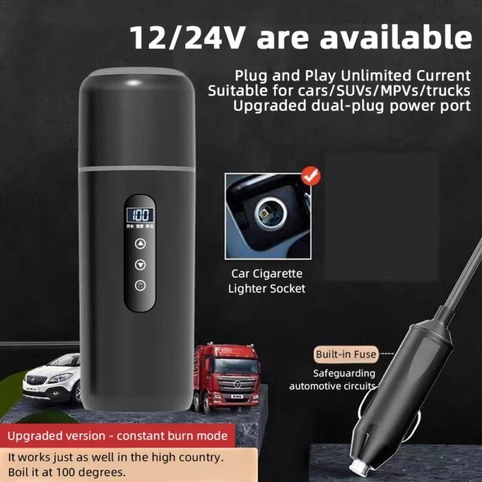 Smart Elektrisk 12V/24V Resekopp för Bil 500ml - Bild 2