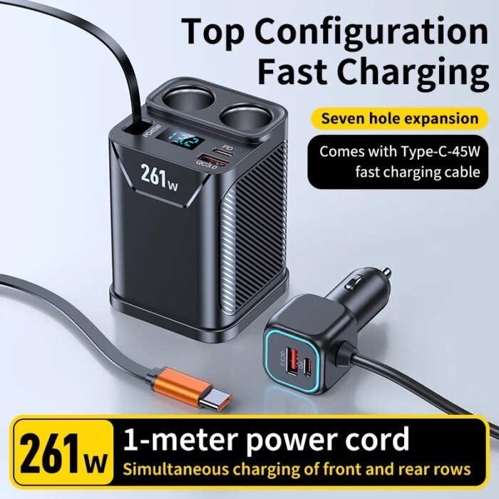 7-i-1 Cigarrettändaradapter med Mugg- och Kopphållare - Bild 2
