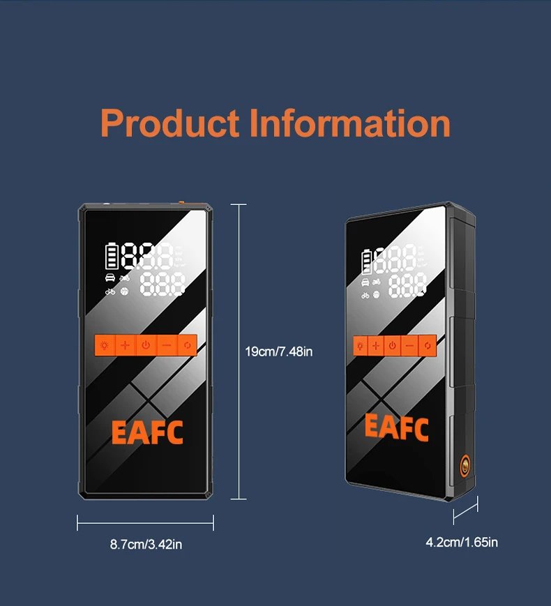 EAFC 1200A starthjälp och inbyggd däckpump
