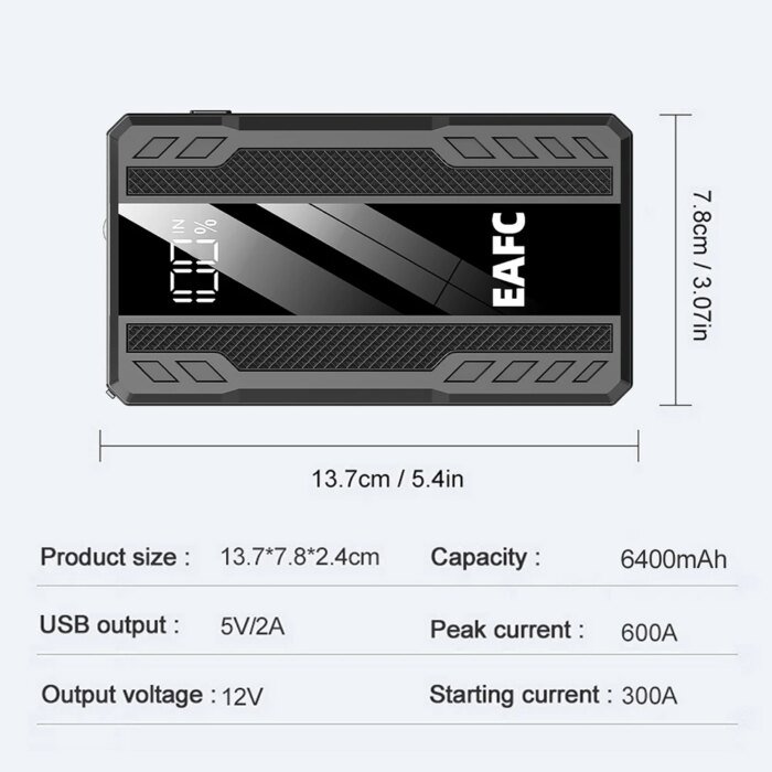 EAFC 12V 600A kompakt starthjälp med LED-display - Bild 4