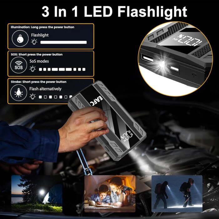 EAFC 12V 600A kompakt starthjälp med LED-display - Bild 2