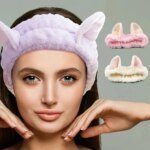 Mjukt Hårband med Kattöron – Sött Hårband i Korallfleece för Makeup & Tvätt - Bild 2