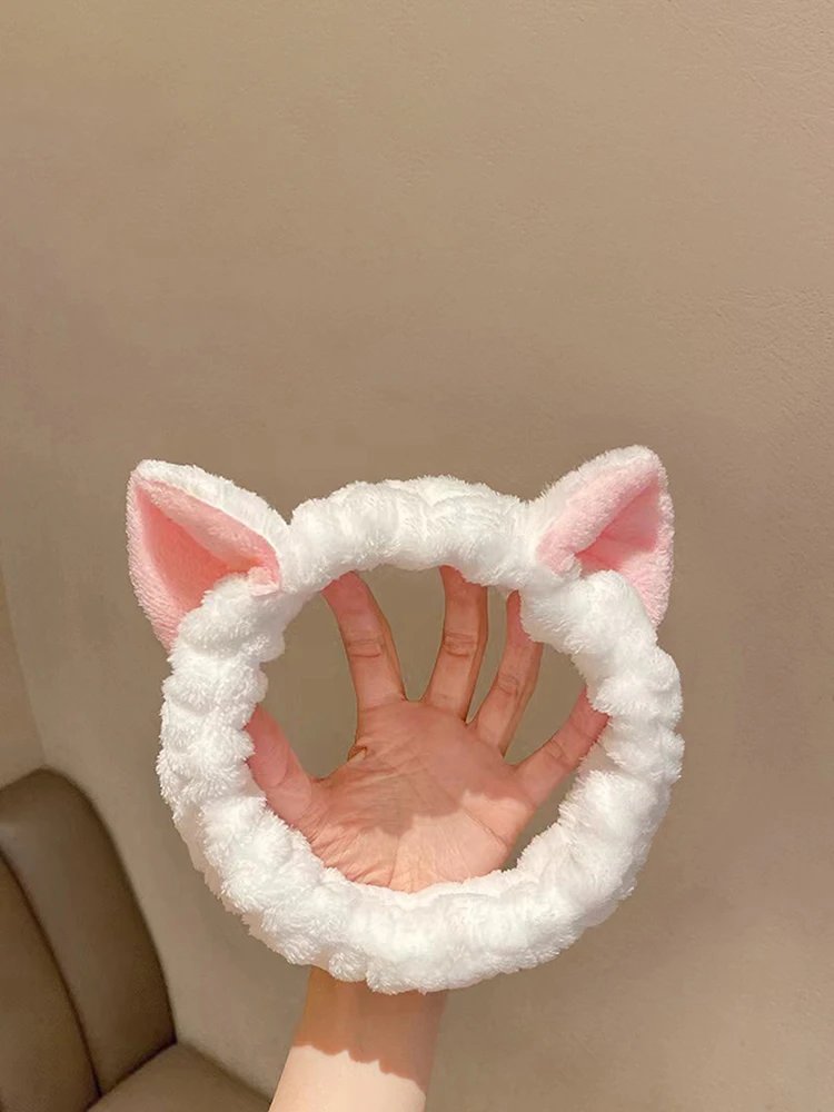 Mjukt Hårband med Kattöron – Sött Hårband i Korallfleece för Makeup & Tvätt Mjukt Hårband med Kattöron – Sött Hårband i Korallfleece för Makeup & Tvätt