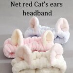 Mjukt Hårband med Kattöron – Sött Hårband i Korallfleece för Makeup & Tvätt - Bild 3