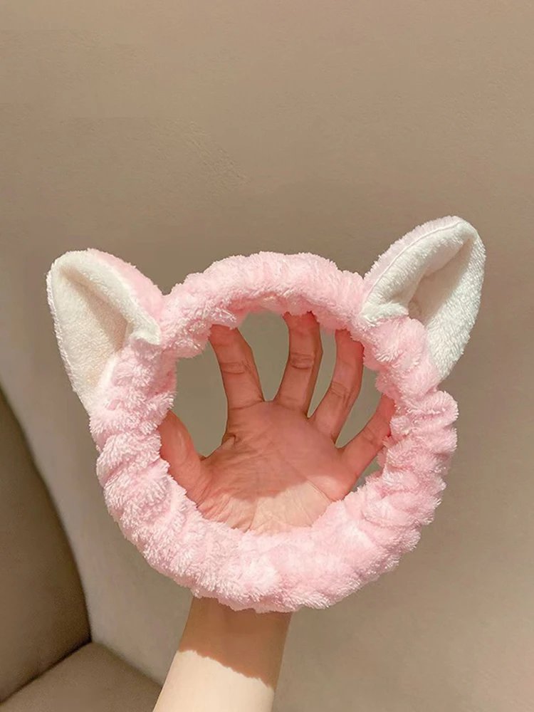 Mjukt Hårband med Kattöron – Sött Hårband i Korallfleece för Makeup & Tvätt Mjukt Hårband med Kattöron – Sött Hårband i Korallfleece för Makeup & Tvätt