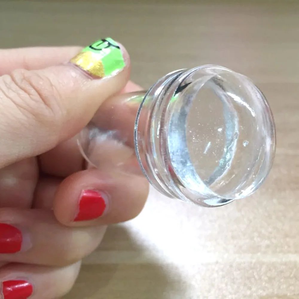 Transparent silikonstämpel för naglar – Nail Art-stämpel med skrapa för fransk manikyr och nageldekoration