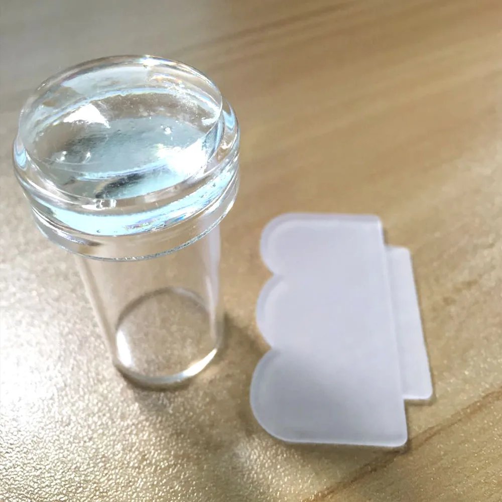 Transparent silikonstämpel för naglar – Nail Art-stämpel med skrapa för fransk manikyr och nageldekoration
