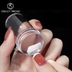 Transparent silikonstämpel för naglar – Nail Art-stämpel med skrapa för fransk manikyr och nageldekoration