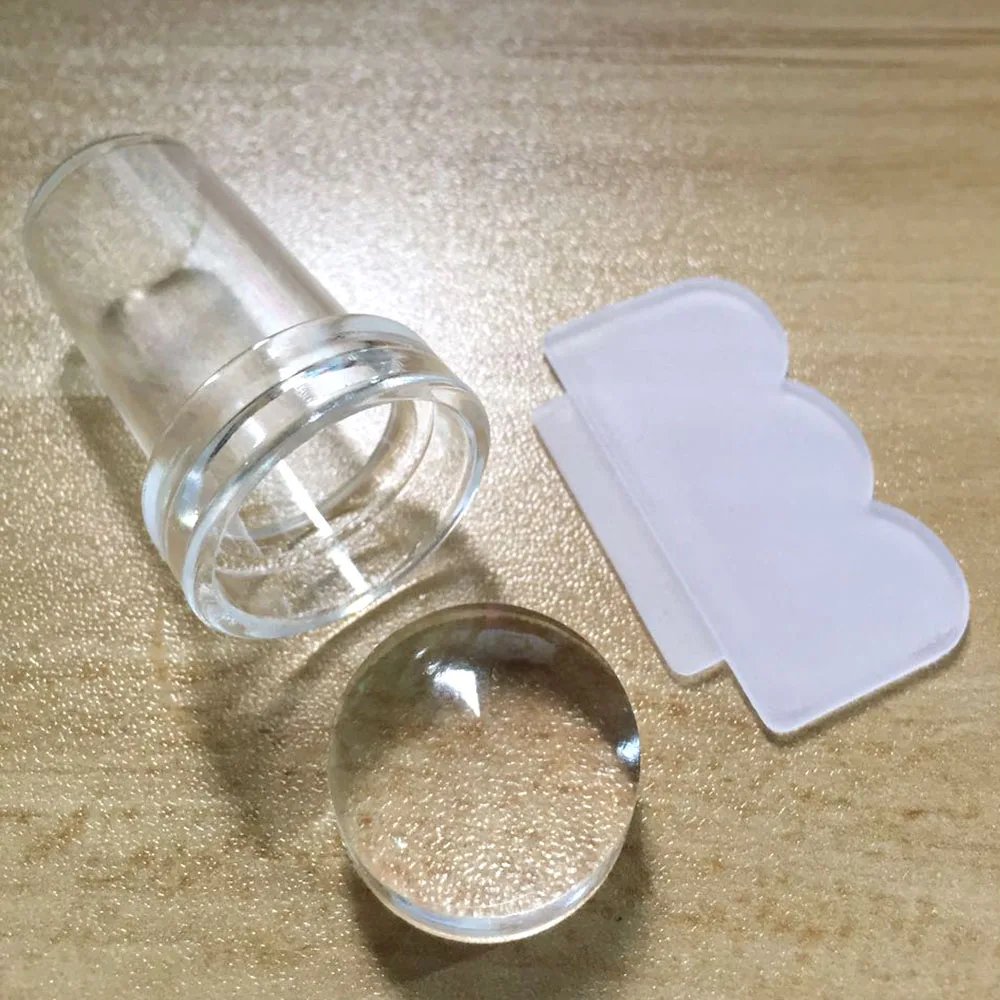 Transparent silikonstämpel för naglar – Nail Art-stämpel med skrapa för fransk manikyr och nageldekoration