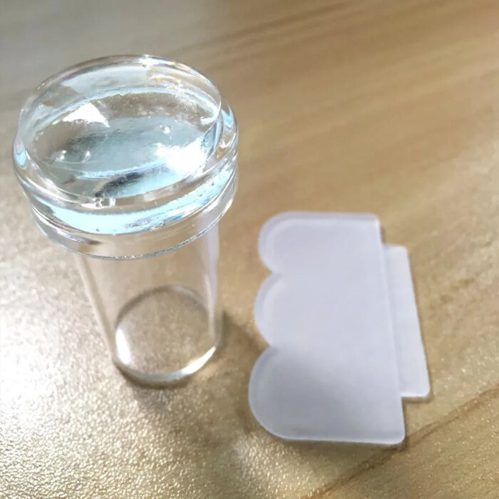 Transparent silikonstämpel för naglar – Nail Art-stämpel med skrapa för fransk manikyr och nageldekoration - Bild 3