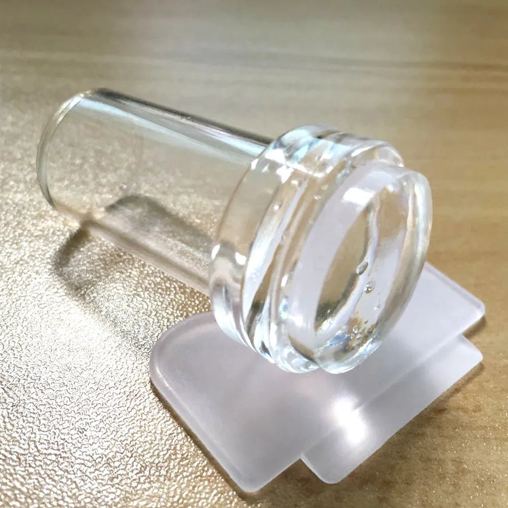 Transparent silikonstämpel för naglar – Nail Art-stämpel med skrapa för fransk manikyr och nageldekoration
