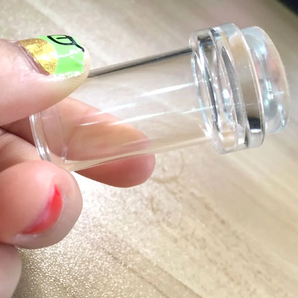 Transparent silikonstämpel för naglar – Nail Art-stämpel med skrapa för fransk manikyr och nageldekoration