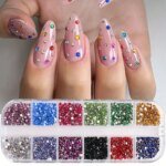 12-fack med Gnistrande Strass – Flatback-kristaller för Nail Art & Dekoration