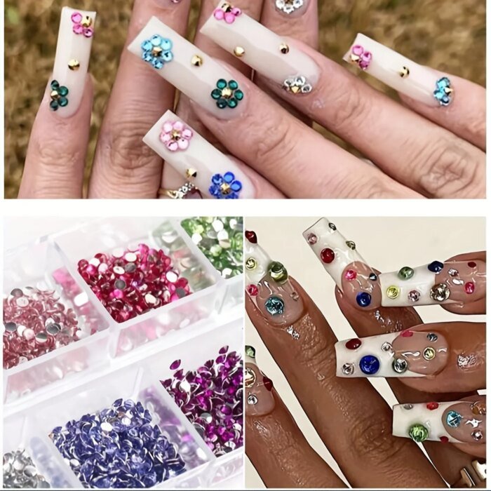 12-fack med Gnistrande Strass – Flatback-kristaller för Nail Art & Dekoration - Bild 4