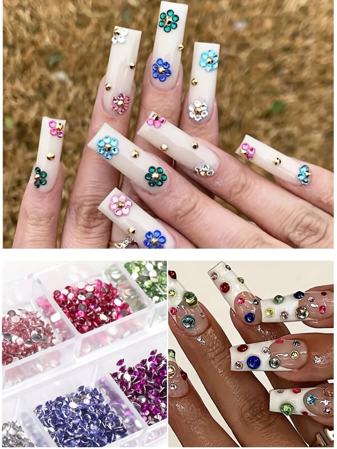 12-fack med Gnistrande Strass – Flatback-kristaller för Nail Art & Dekoration