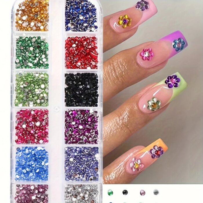 12-fack med Gnistrande Strass – Flatback-kristaller för Nail Art & Dekoration - Bild 5