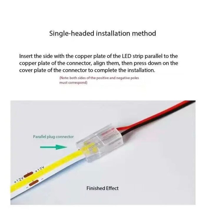 COB-kontakter 8 mm 5–24V 2-polig LED-list Terminal Förlängningskabel LED-kontakter med Fästklämmor för Stift, Ingen Mörk Zon, Enkel- och Dubbelände - Bild 4