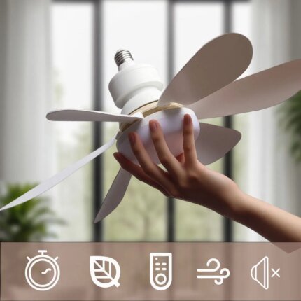 LED-takfläkt med lampa 40W, E27-sockel och fjärrkontroll för dimring – idealisk för vardagsrum, arbetsrum och hemmet, 85–265V