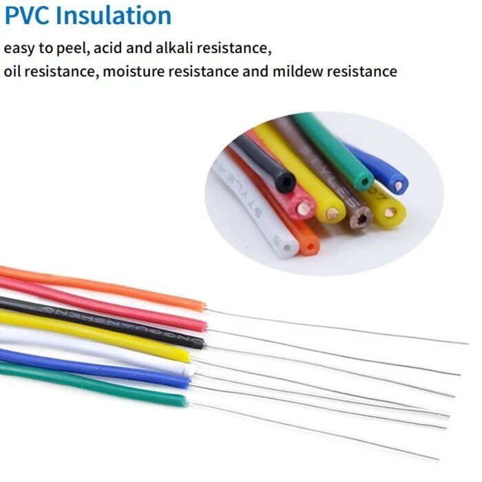 5/20M Enkelledare koppartråd, 26 24 22 20 18 16 14 AWG – Elektrisk kabel med PVC-isolering och förtennad koppar för LED och DIY-projekt - Bild 3