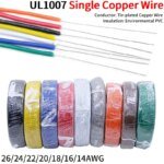 5/20M Enkelledare koppartråd, 26 24 22 20 18 16 14 AWG – Elektrisk kabel med PVC-isolering och förtennad koppar för LED och DIY-projekt