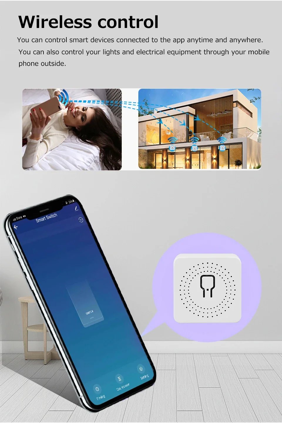 Tuya ZigBee & WiFi Smart Switch – 2-vägs reläbrytare för 220V/110V 16A, kompatibel med Smart Life, Alexa och Google Home
