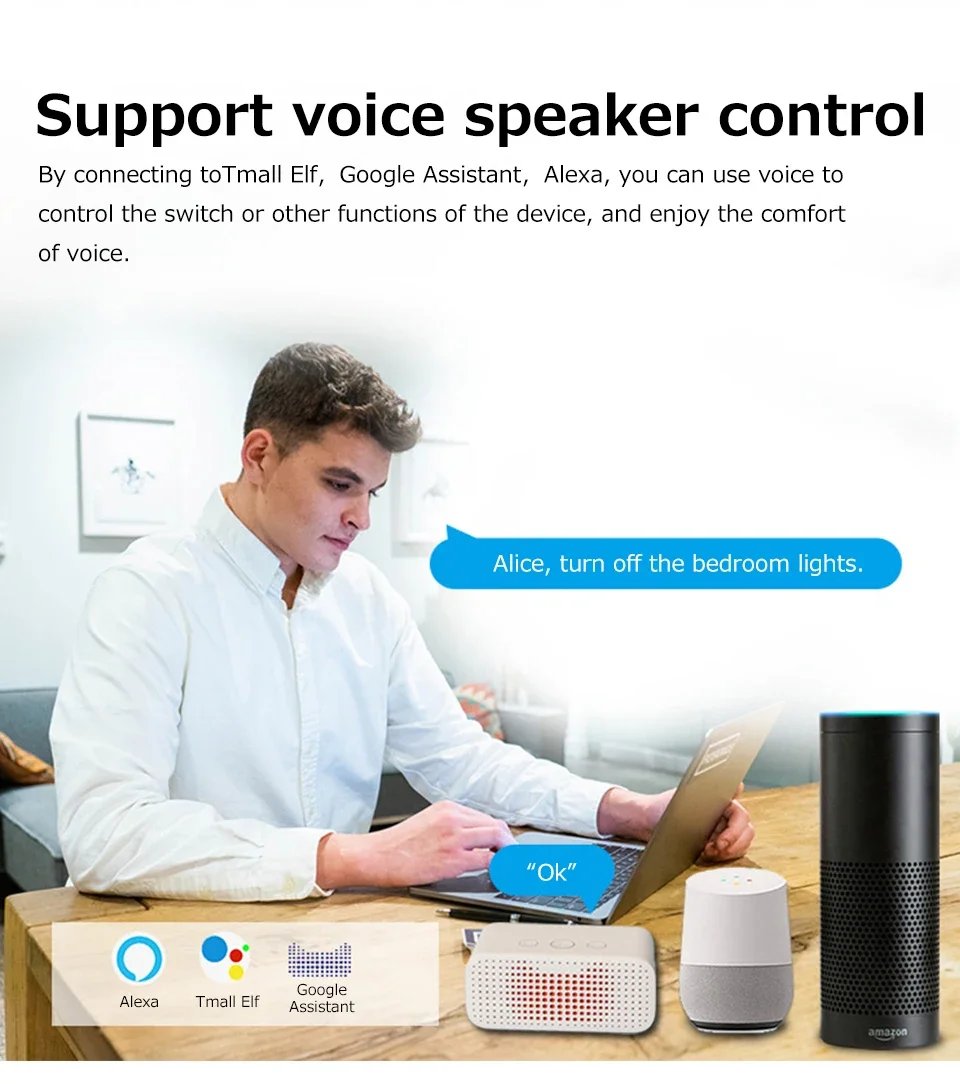 Tuya ZigBee & WiFi Smart Switch – 2-vägs reläbrytare för 220V/110V 16A, kompatibel med Smart Life, Alexa och Google Home