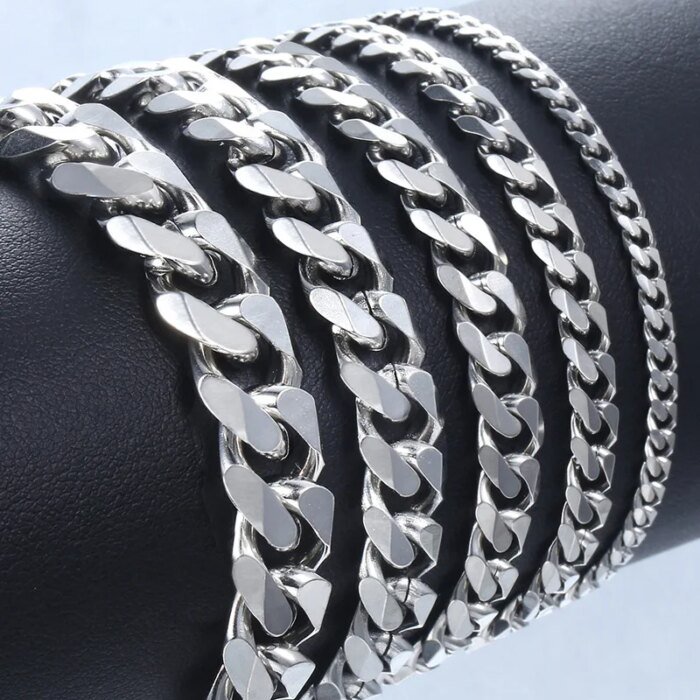 Trendigt kubanskt armband för herrar – Klassisk kedja i rostfritt stål, finns i 3/5/7/9 mm bredd för dam och herr - Bild 4