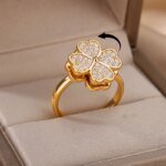 Spinner-ring med zirkonia, hjärta och fyrklöver – Anti-stress ring för kvinnor