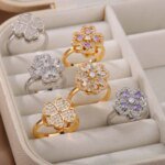 Spinner-ring med zirkonia, hjärta och fyrklöver – Anti-stress ring för kvinnor - Bild 5