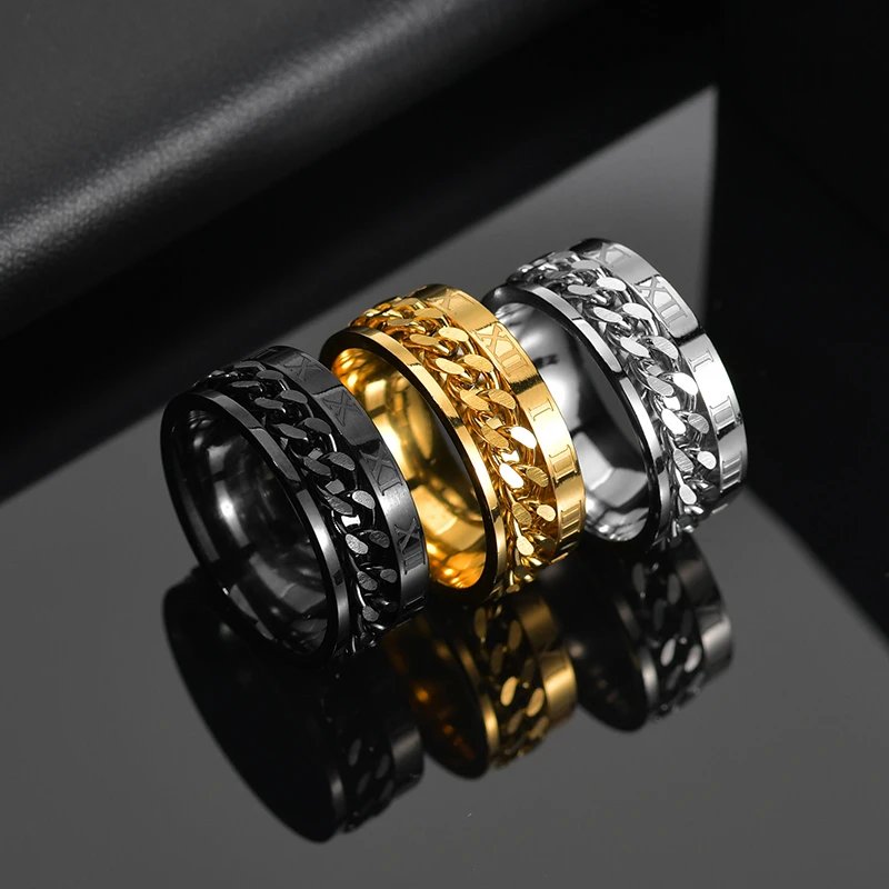 Spinner-ring i rostfritt stål – Trendig och roterbar design för dam och herr