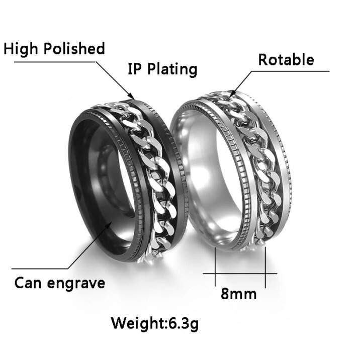 Spinner-ring i rostfritt stål – Trendig och roterbar design för dam och herr - Bild 2