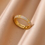 Geometrisk hjärtring med zirkonia – Elegant guldpläterad ring för dam - Bild 5