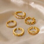 Geometrisk hjärtring med zirkonia – Elegant guldpläterad ring för dam - Bild 2