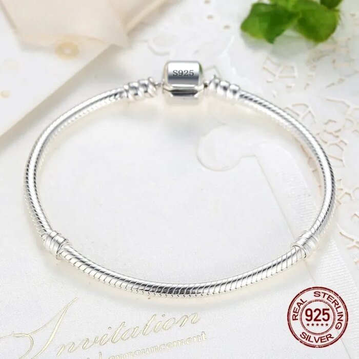 Handgjort ormkedjearmband i 925 sterling silver – Elegant basarmband för berlocker - Bild 3