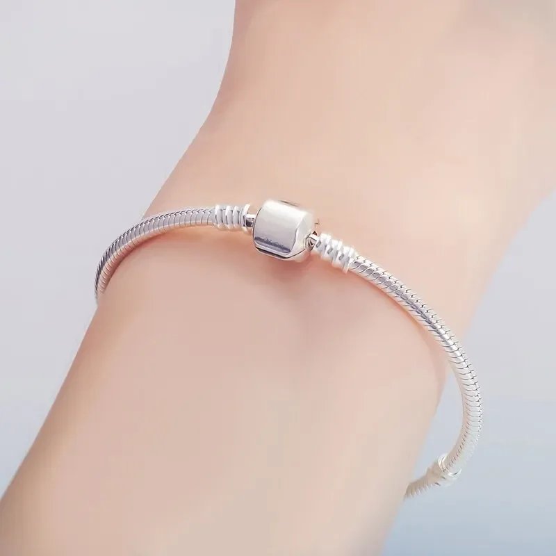 Handgjort ormkedjearmband i 925 sterling silver – Elegant basarmband för berlocker
